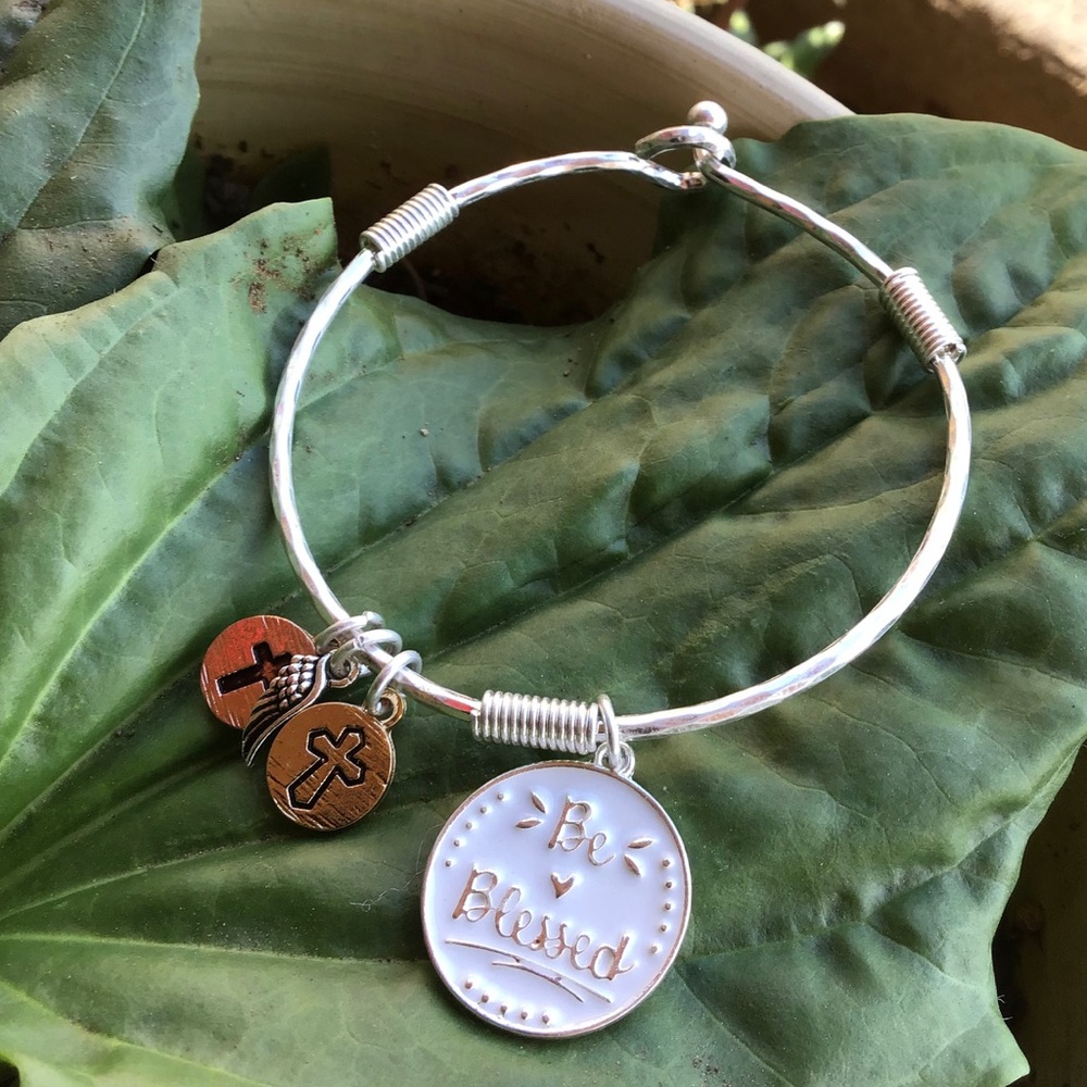 Inspirational Silver Charm Bracelet BLESSED NWT